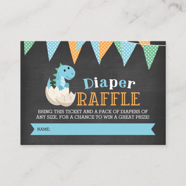 Tarjeta De Recepción Billete de papel de pañal de dinosaurio Chalkboard (Anverso)