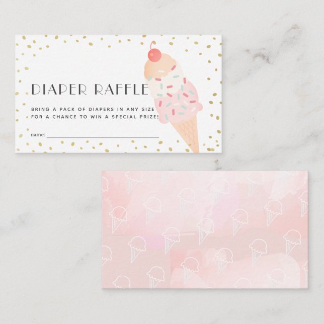 Tarjeta De Recepción Billete De Raffé De Diapé De Oro De Helado Rosado (Anverso / Reverso)