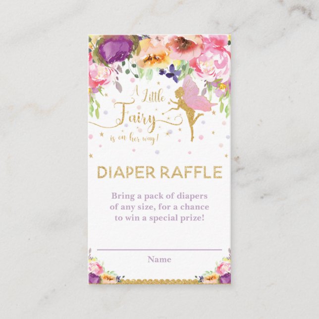 Tarjeta De Recepción Billete De Raffé De Dique Floral Púrpura De Hadas (Anverso)