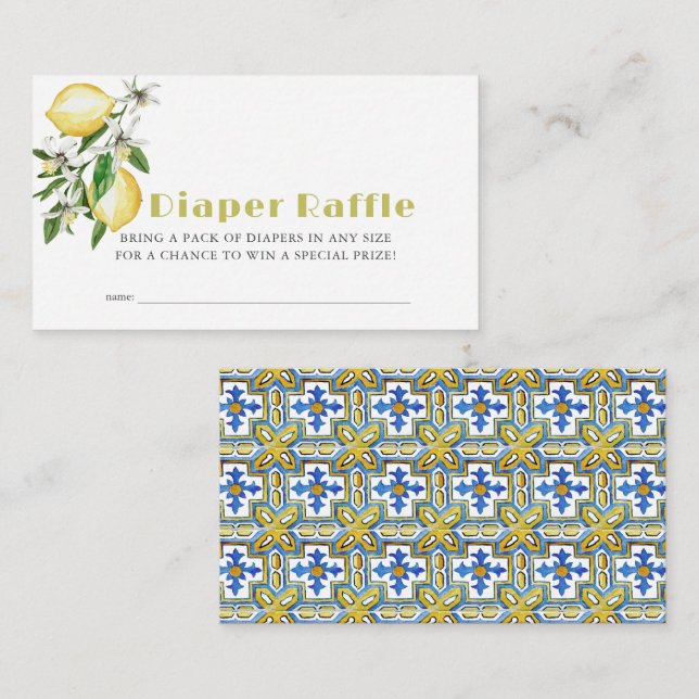 Tarjeta De Recepción Billete De Raffle De Citrus Lemon Baby Diaper (Anverso / Reverso)