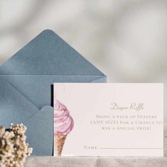 Tarjeta De Recepción Billete De Raffle De Diaper Baby Shower De Crema D (Subido por el creador)