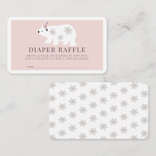 Tarjeta De Recepción Billete de raffle de Diaper Chica rosa de oso pola (Anverso / Reverso)