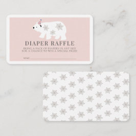Tarjeta De Recepción Billete de raffle de Diaper Chica rosa de oso pola