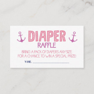 Tarjeta De Recepción Billete De Raffle Diaper De Ancla Rosa