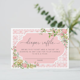 Tarjeta De Recepción Billete de raqueta rosada de Chinoiserie Diaper Ra