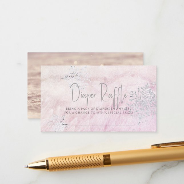 Tarjeta De Recepción Billete de raqueta rosado de nevado de plata conge (Anverso/Reverso In Situ)