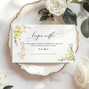 Tarjeta De Recepción Billete de rifa de pañales de conejo floral