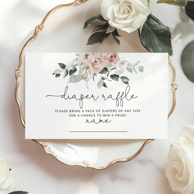 Tarjeta De Recepción Billete de rifa de pañales florales y rosados (Subido por el creador)