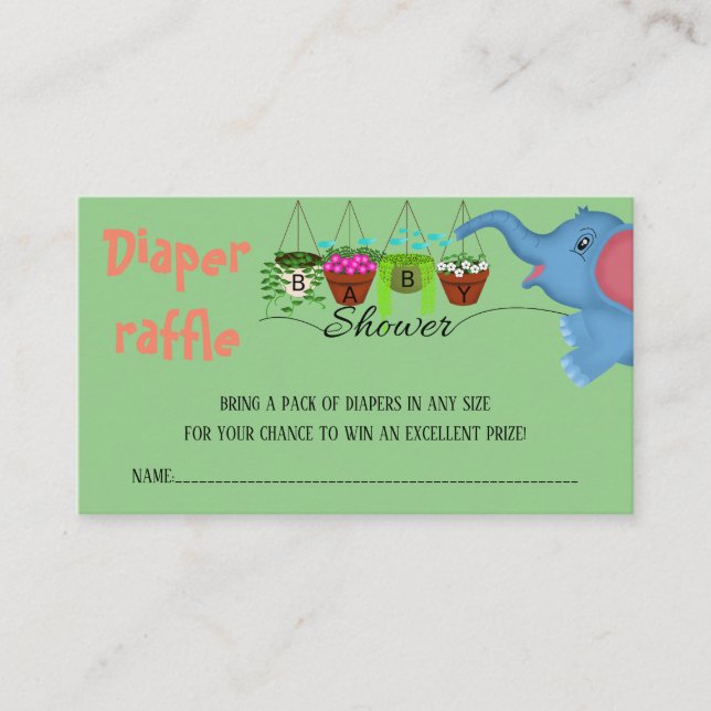 Tarjeta De Recepción Billete de rifa de pañales para la ducha de bebé d (Anverso)