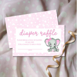 Tarjeta De Recepción Billete de rifa de pañales rosa para elefante cutá