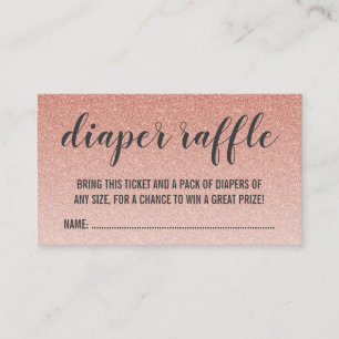Tarjeta De Recepción Billete de Rosa Oro Faux Purpurina Ombre Diaper Ra