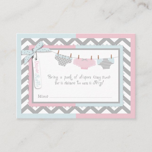 Tarjeta De Recepción Billete de Twins Tie Tutu Diaper Raffle (Anverso)