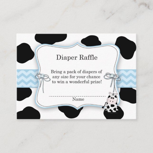 Tarjeta De Recepción Billete de vaquero de vaca Diaper Raffle (Anverso)