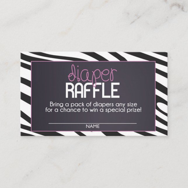 Tarjeta De Recepción Billete de Zebra Diaper Raffle (Anverso)