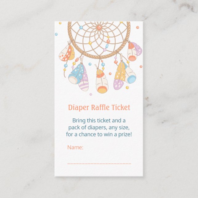 Tarjeta De Recepción Billete Dreamcatcher Baby Shower Diaper Raffle (Anverso)