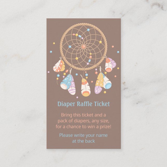 Tarjeta De Recepción Billete Dreamcatcher Baby Shower Diaper Raffle (Anverso)