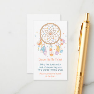 Tarjeta De Recepción Billete Dreamcatcher Baby Shower Diaper Raffle