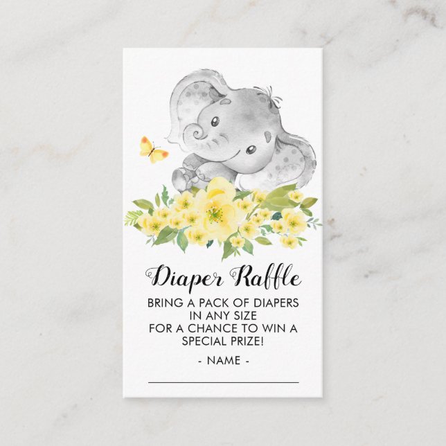 Tarjeta De Recepción Billete neutro para elefante Baby Shower Diaper Ra (Anverso)