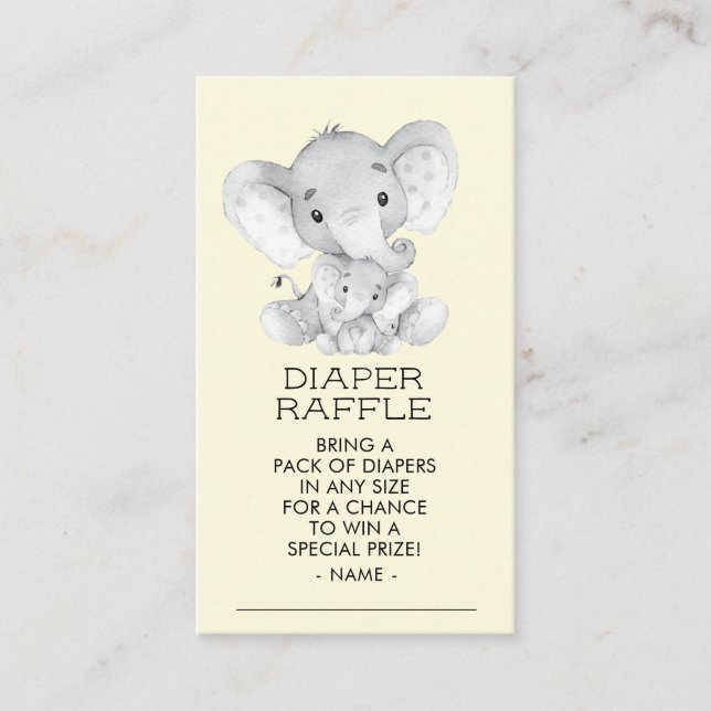 Tarjeta De Recepción Billete neutro para elefante Baby Shower Diaper Ra (Anverso)
