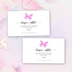 Tarjeta De Recepción Billete para rifa de pañales de mariposa rosa