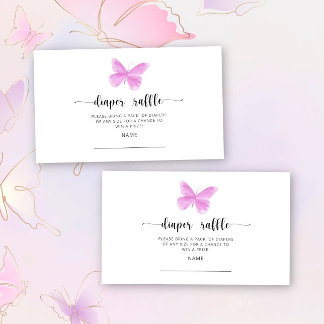 Tarjeta De Recepción Billete para rifa de pañales de mariposa rosa (Subido por el creador)