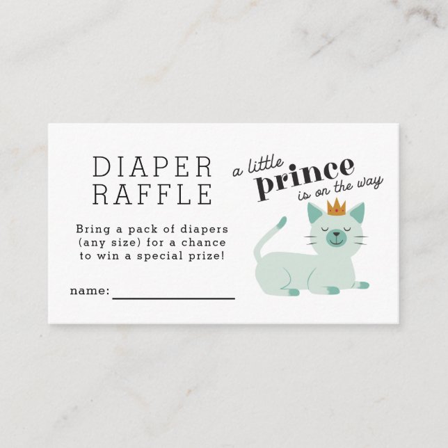 Tarjeta De Recepción Billete Raffle Raffle de Prince Cat Baby Shower (Anverso)