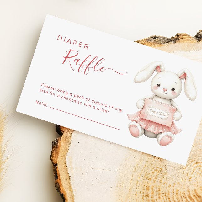 Tarjeta De Recepción Billete Rubor Pink Bunny Baby Shower Diaper Raffle (Subido por el creador)