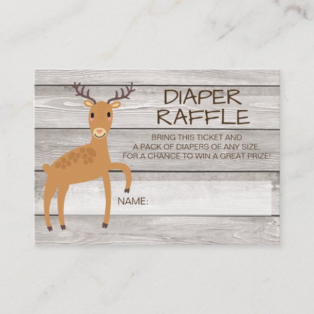 Tarjeta De Recepción Billete rústico de rifa de pañales de venado (Anverso)