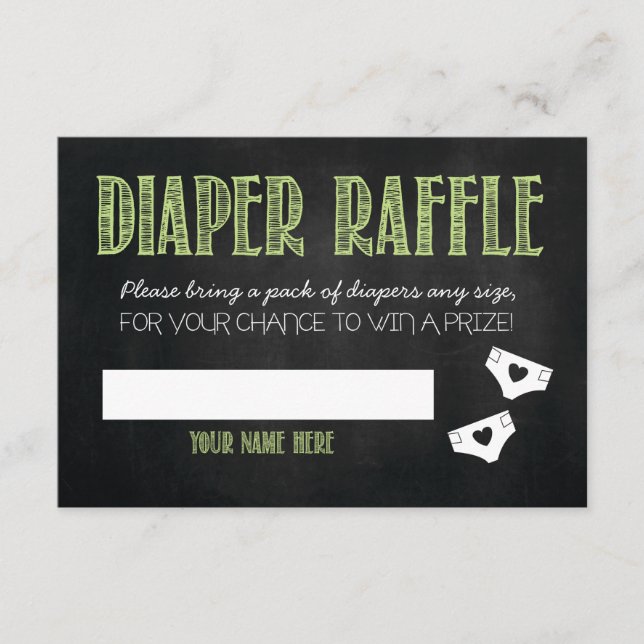 Tarjeta De Recepción Billete verde de pañal Baby Shower Raffle (Anverso)