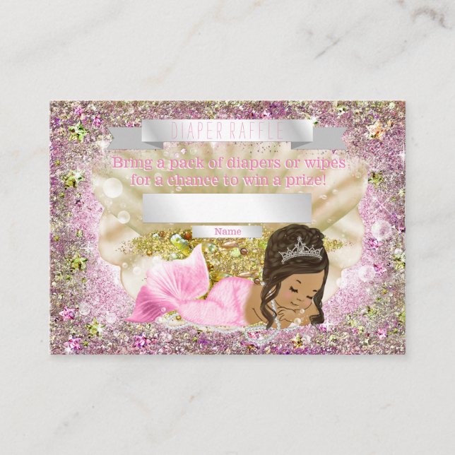 Tarjeta De Recepción Billetes de Baby Shower Diaper de Sirena Étnica (Anverso)