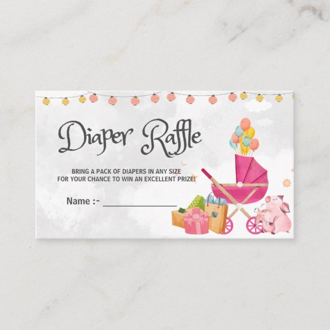 Tarjeta De Recepción Billetes de Baby Shower Gender Neutral Diaper Raff (Anverso)