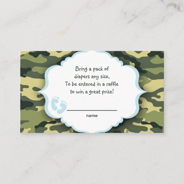 Tarjeta De Recepción Billetes para rifa de camo azul y verde o insertar (Anverso)