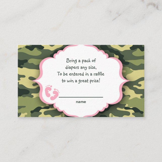 Tarjeta De Recepción Billetes para rifa de camo rosa y verde o insertar (Anverso)