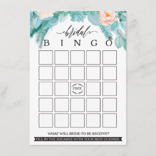 Tarjeta De Recepción Bingo nupcial elegante floral moderno de la ducha