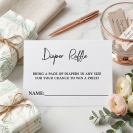 Tarjeta De Recepción Blach moderno y pañal Baby Shower blanco