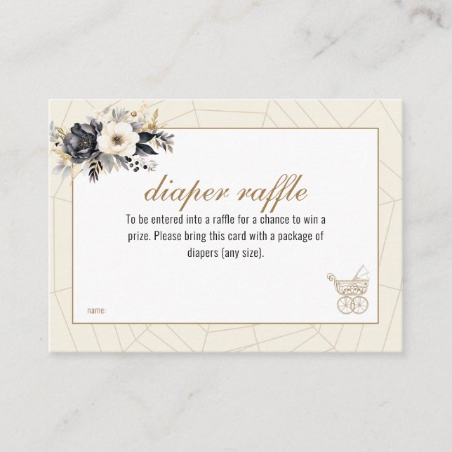 Tarjeta De Recepción Black and Gold Halloween Baby Shower Diaper Raffle (Anverso)
