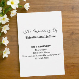 Tarjeta De Recepción Black and White Portrait Wedding Gift Registry