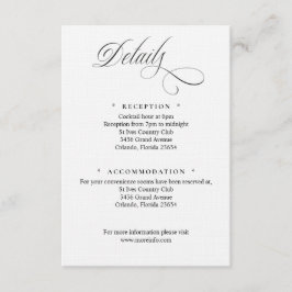 Tarjeta De Recepción Black and White Script Details Enclosure Card