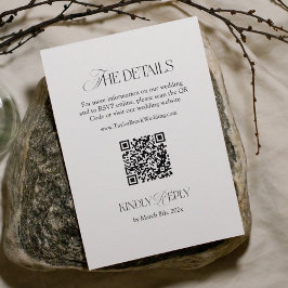 Tarjeta De Recepción Black and White Wedding Details Qr Code