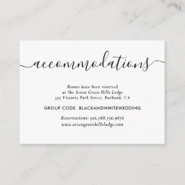 Tarjeta De Recepción Black and White Wedding Hotel Accommodation Cards
