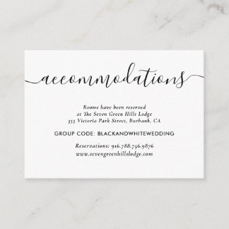 Tarjeta De Recepción Black and White Wedding Hotel Accommodation Cards