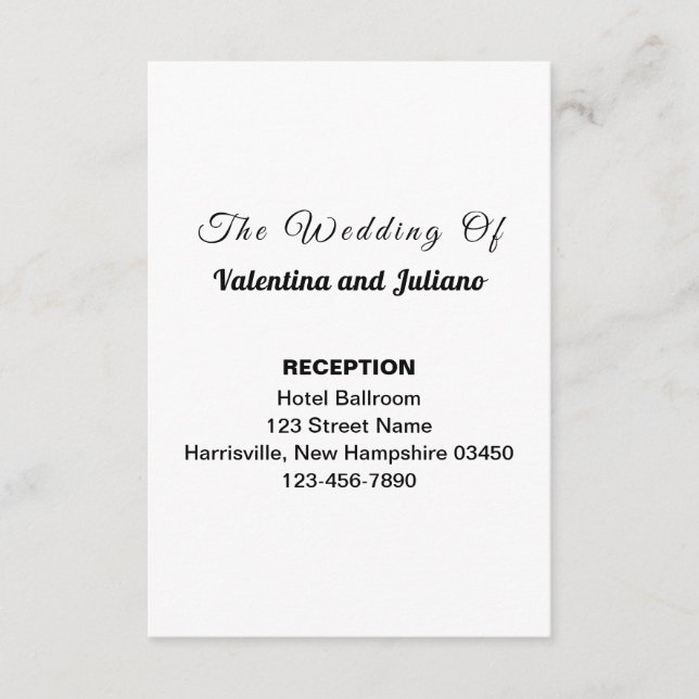 Tarjeta De Recepción Black and White Wedding Reception Portrait (Anverso)
