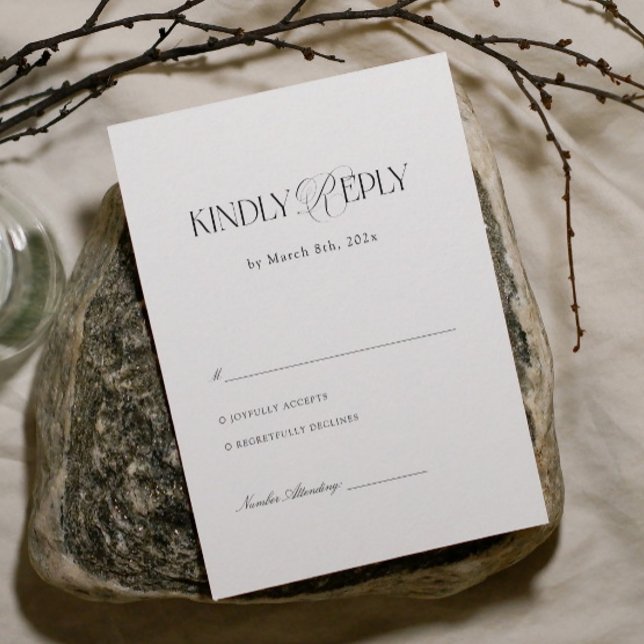 Tarjeta De Recepción Black and White Wedding RSVP  (Subido por el creador)