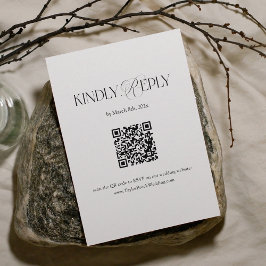 Tarjeta De Recepción Black and White Wedding RSVP Qr Code