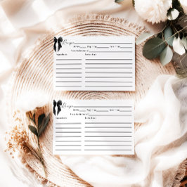 Tarjeta De Recepción Black Bow Bridal Shower Recipe Card