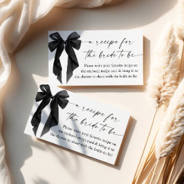 Tarjeta De Recepción Black Bow Bridal Shower Recipe Request