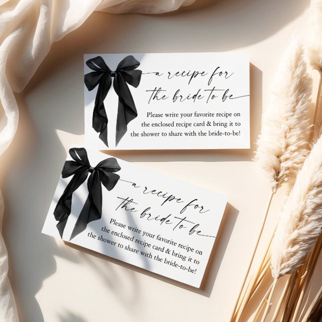 Tarjeta De Recepción Black Bow Bridal Shower Recipe Request (Subido por el creador)