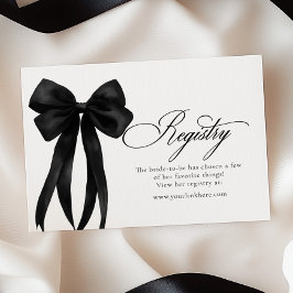 Tarjeta De Recepción Black Bow Bridal Shower Registry 