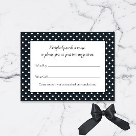 Tarjeta De Recepción Black Bow Nombre del bebé Sugerencia Juego de Baby