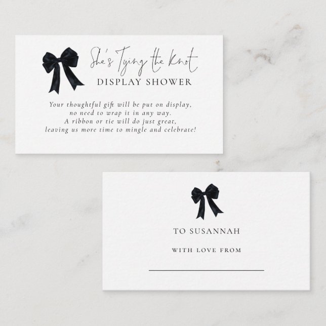Tarjeta De Recepción Black Bow Tying The Knot Display Shower (Anverso / Reverso)